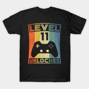 Level 11 Unlocked Video Gamer 11th Birthday Gaming T-Shirt